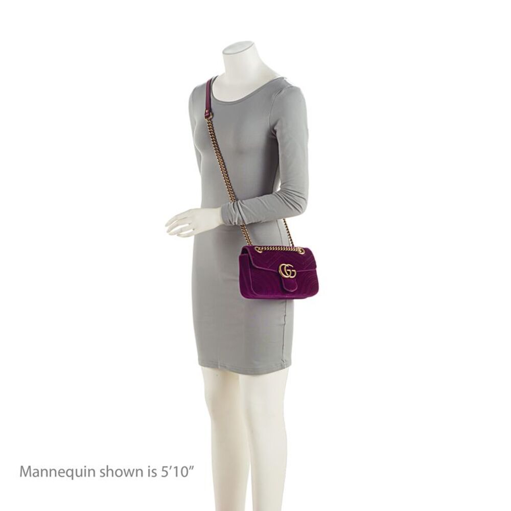 Gucci Matelasse Velvet GG Marmont Mini Flap  Bag - Picture 5 of 15